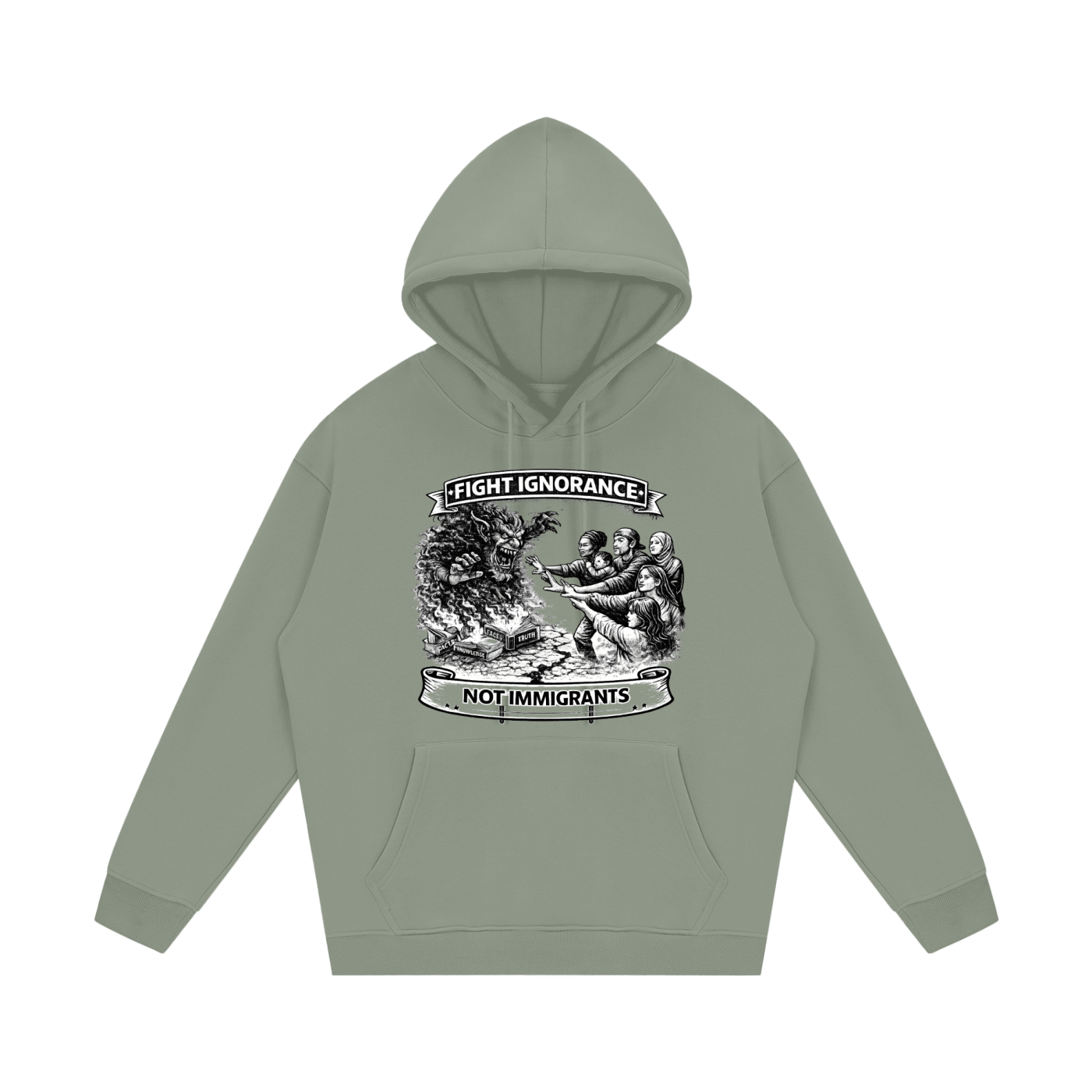 FIGHT IGNORANCE NOT IMMIGRANTS Streetwear Unisex Fleece Hoodie