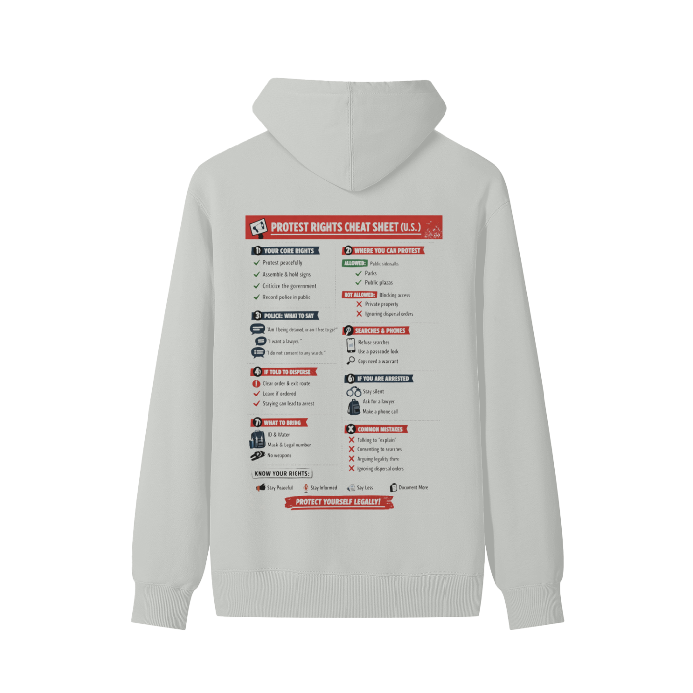 MELTDOWN KNOW YOUR RIGHTS  Classic Unisex Cotton Hoodie