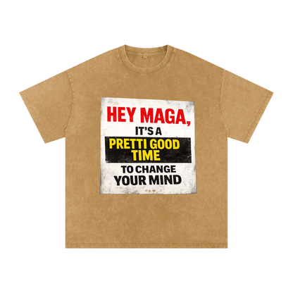 PRETTI GOOD Snow Washed Oversized Cotton T-Shirt