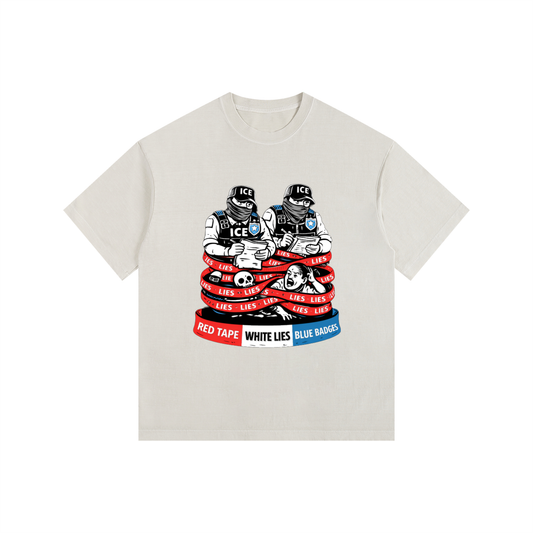 WHITE LIES Vintage Washed Oversized Cotton T-Shirt