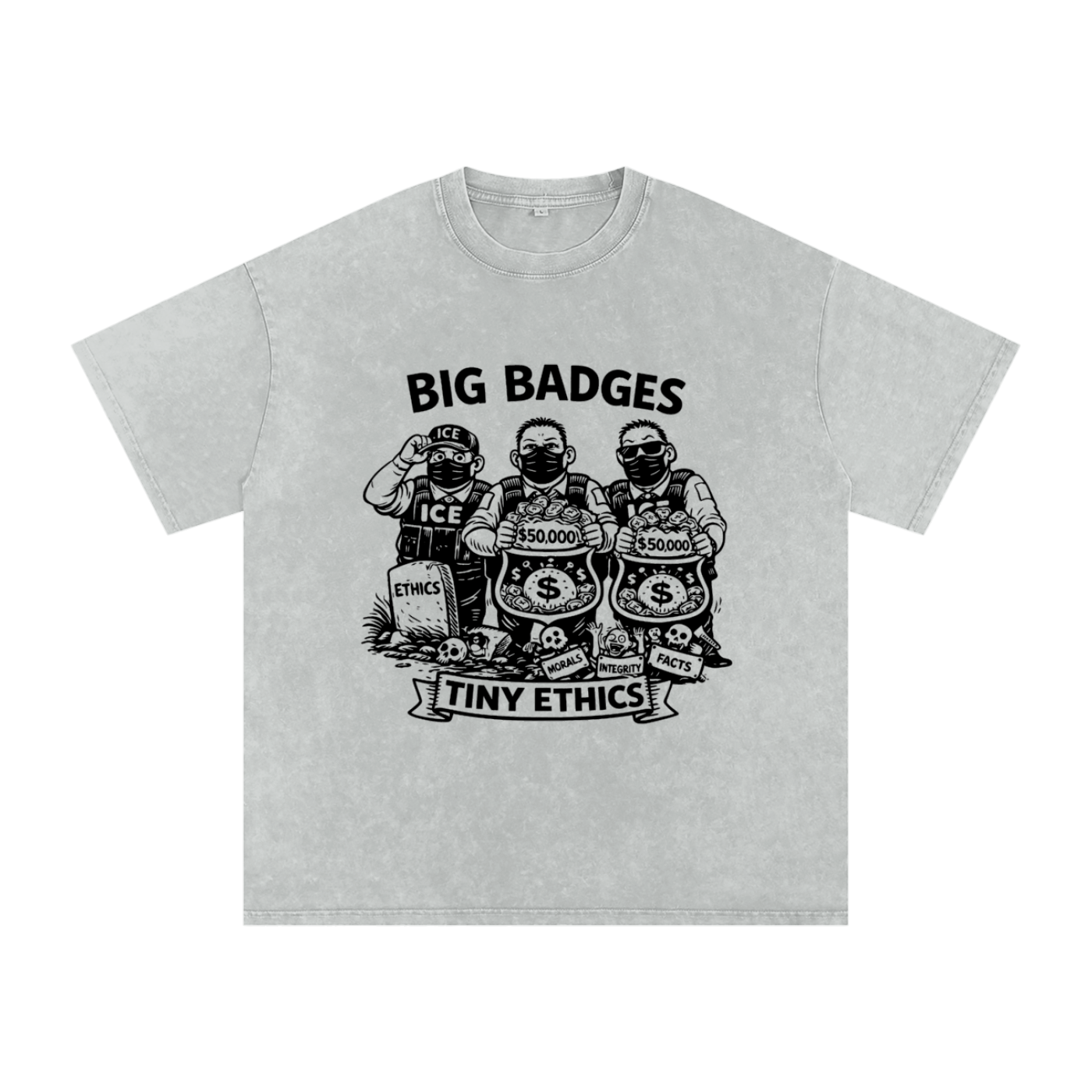 TINY ETHICS Snow Washed Oversized Cotton T-Shirt