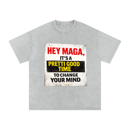 PRETTI GOOD Snow Washed Oversized Cotton T-Shirt