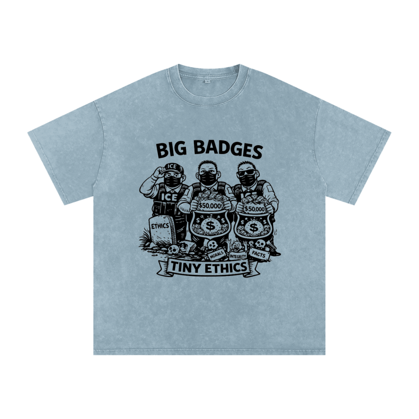TINY ETHICS Snow Washed Oversized Cotton T-Shirt