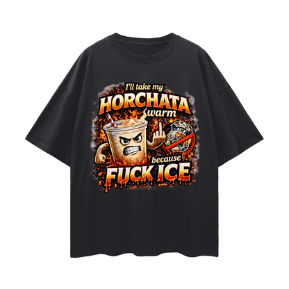 WARM HORCHATA Streetwear Loose Drop Shoulder T-Shirt