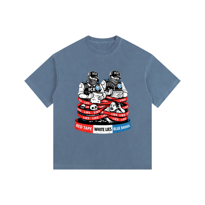 WHITE LIES Vintage Washed Oversized Cotton T-Shirt