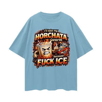 WARM HORCHATA Streetwear Loose Drop Shoulder T-Shirt