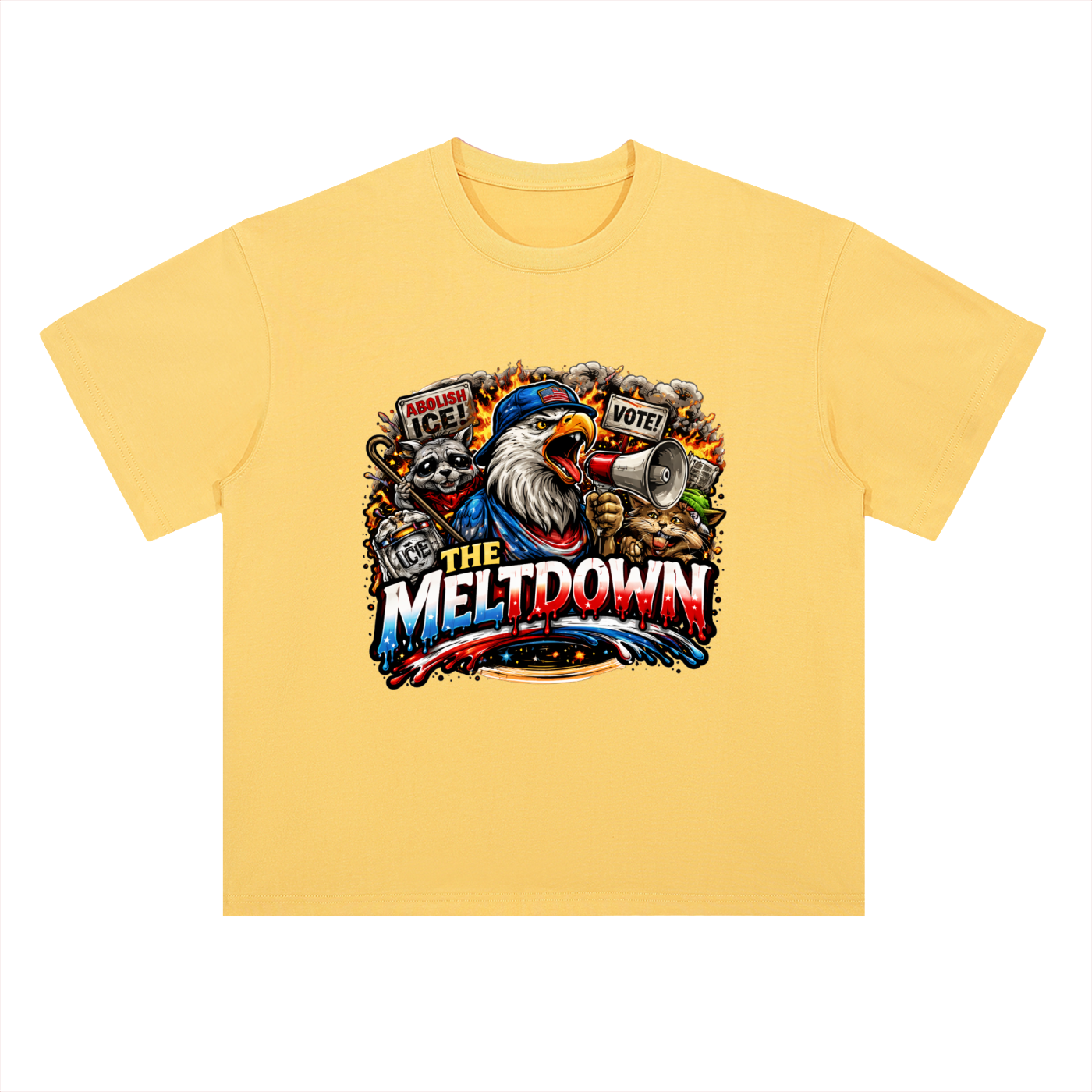 MELTDOWN KNOW YOUR RIGHTS Heavyweight Drop Shoulder Cotton T-Shirt