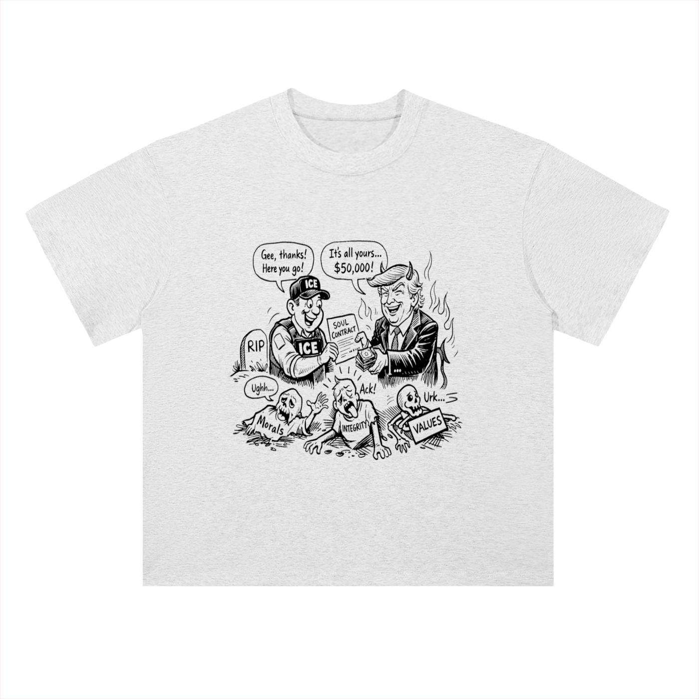 DEAL WITH THE DEVIL Heavyweight Drop Shoulder Cotton T-Shirt