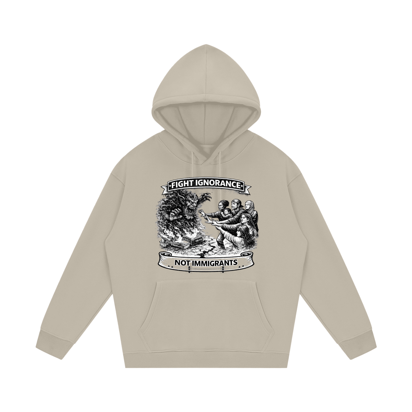 FIGHT IGNORANCE NOT IMMIGRANTS Streetwear Unisex Fleece Hoodie
