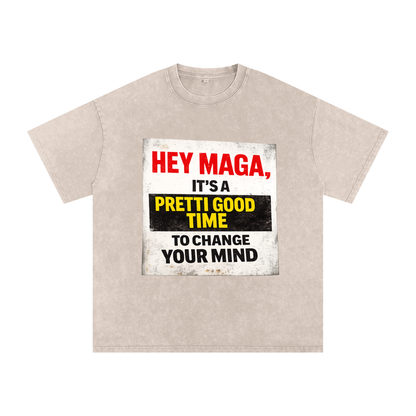 PRETTI GOOD Snow Washed Oversized Cotton T-Shirt
