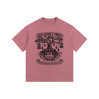 ICE FAMILY TREE Vintage Washed Oversized Cotton T-Shirt