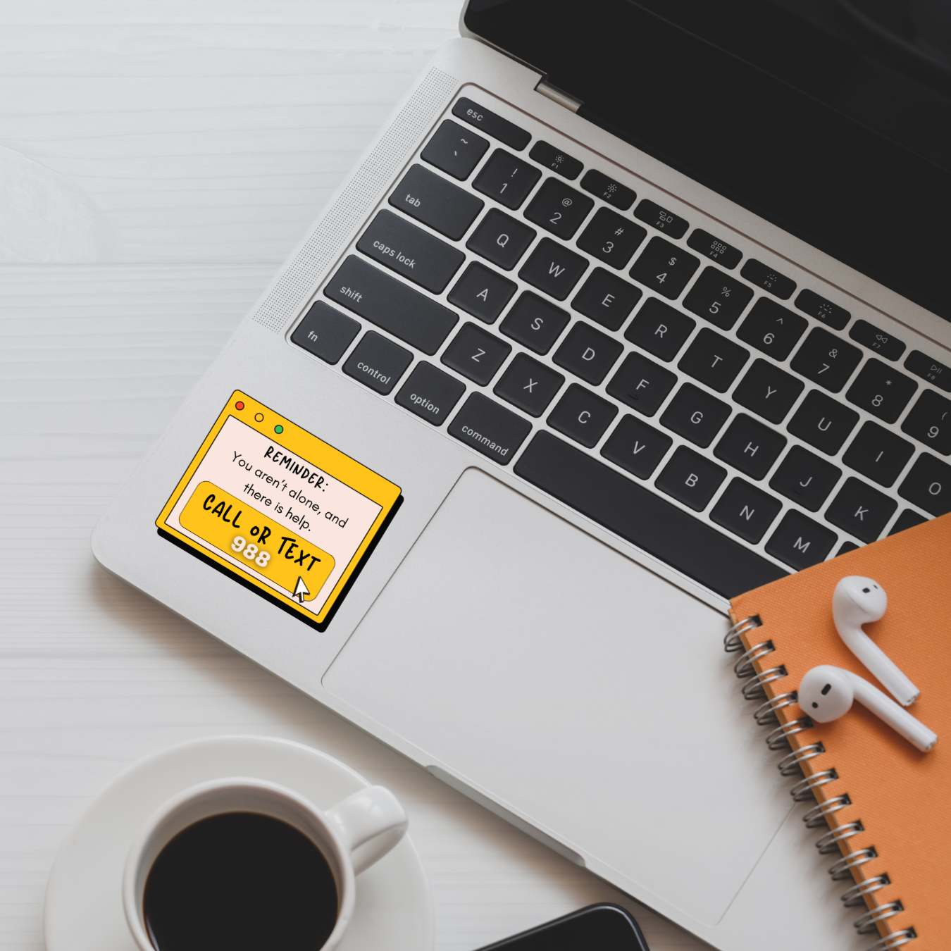You Aren’t Alone – 988 Crisis Hotline Sticker | Mental Health Awareness Sticker | Suicide Prevention | Retro Pop-Up Window
