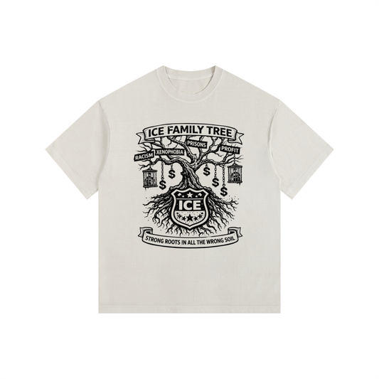 ICE FAMILY TREE Vintage Washed Oversized Cotton T-Shirt