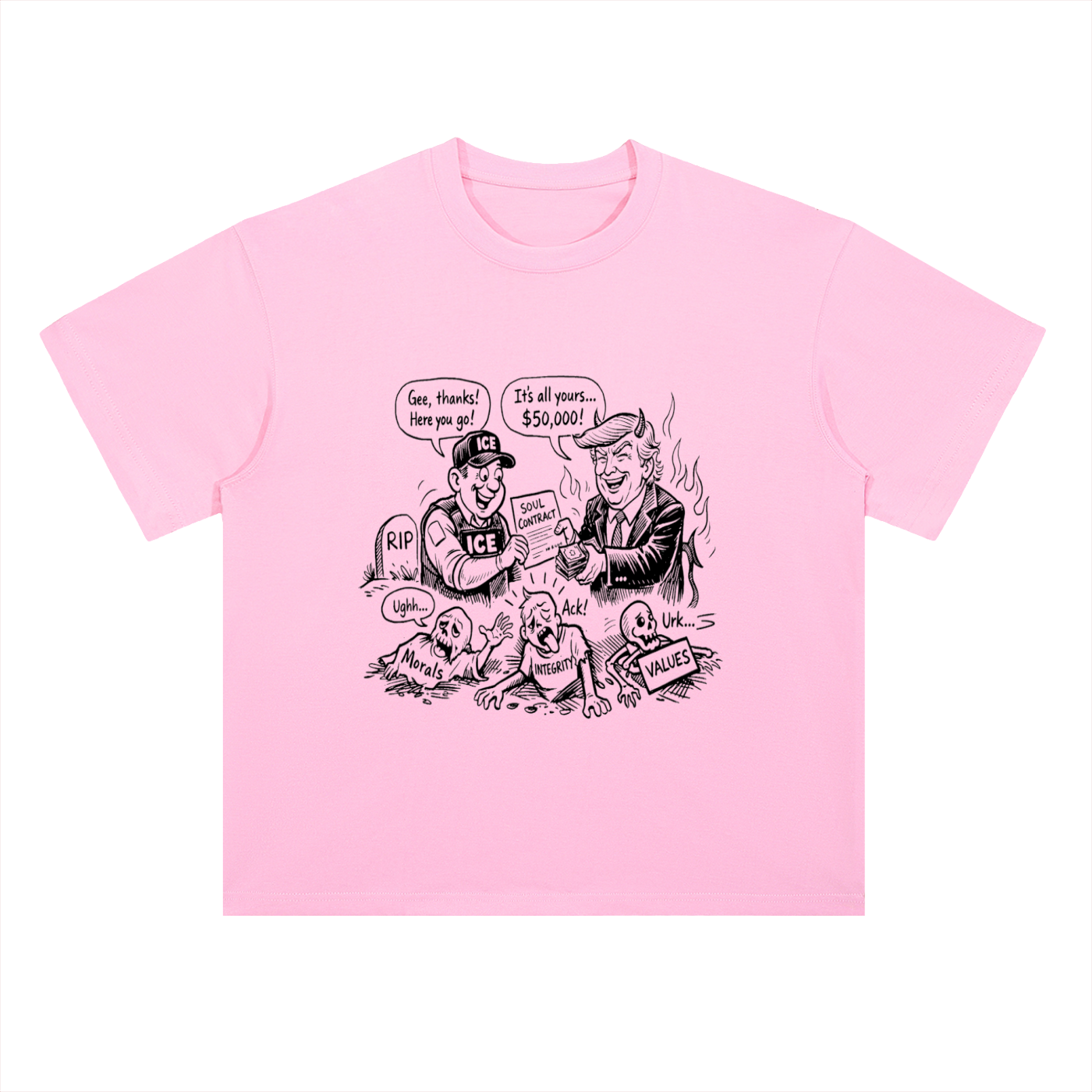 DEAL WITH THE DEVIL Heavyweight Drop Shoulder Cotton T-Shirt