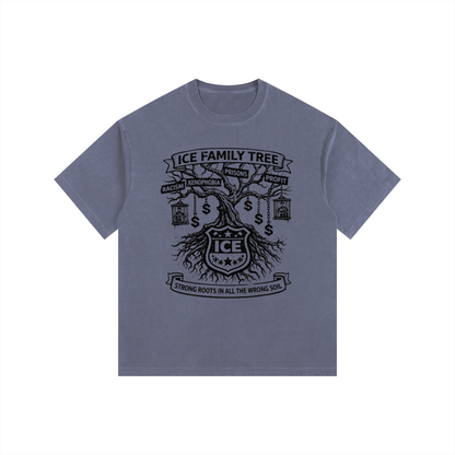 ICE FAMILY TREE Vintage Washed Oversized Cotton T-Shirt