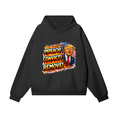 IMPEACH CONVICT REMOVE Heavyweight Hidden Pocket Fleece Hoodie