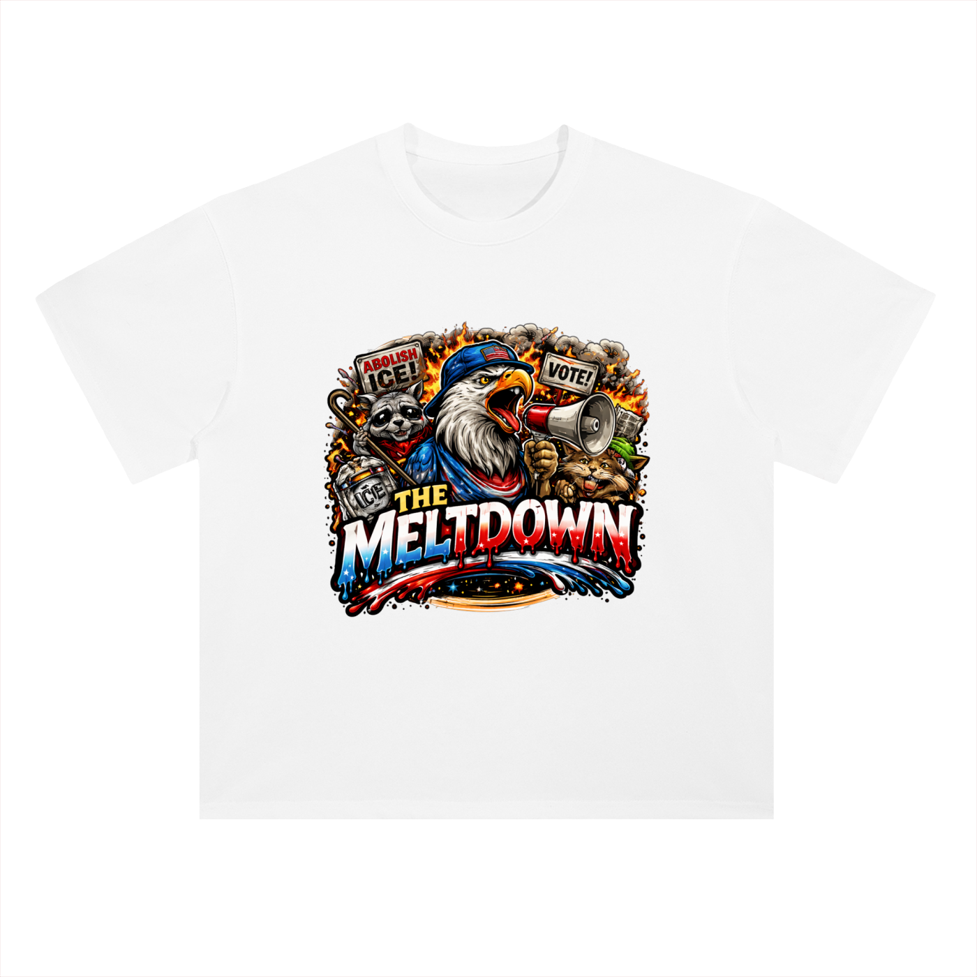 MELTDOWN KNOW YOUR RIGHTS Heavyweight Drop Shoulder Cotton T-Shirt
