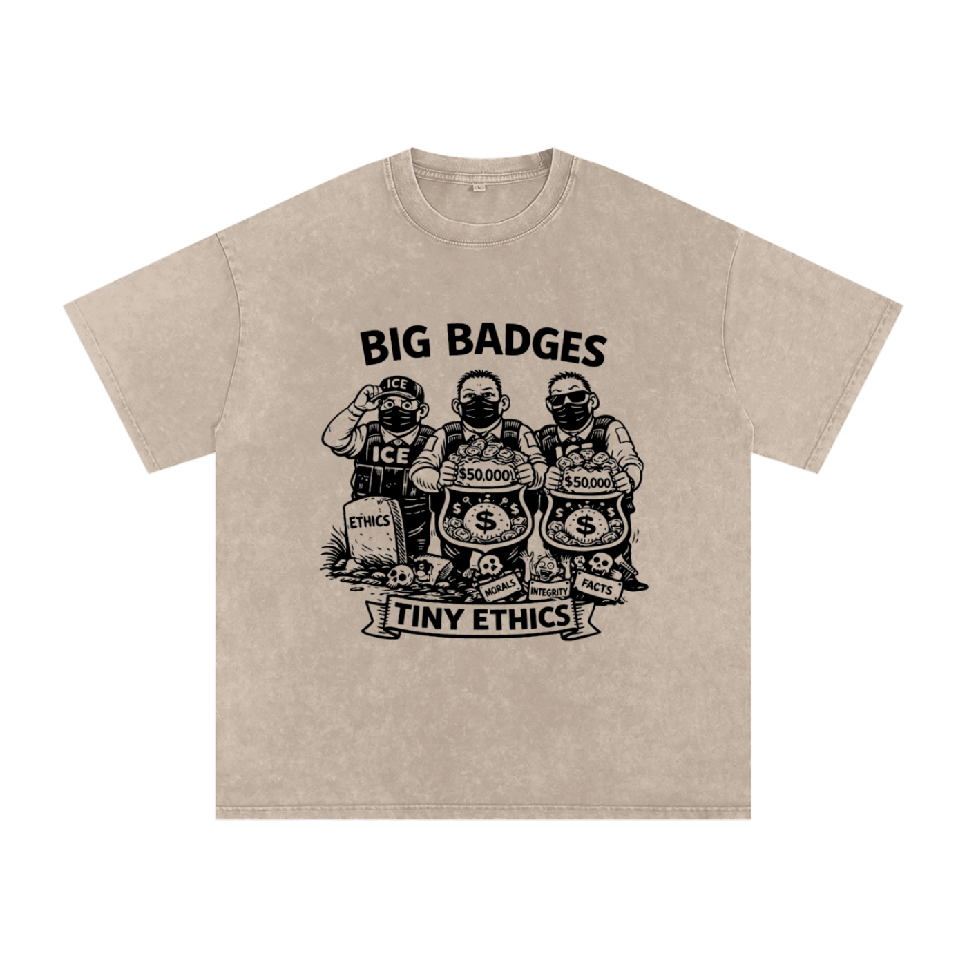 TINY ETHICS Snow Washed Oversized Cotton T-Shirt