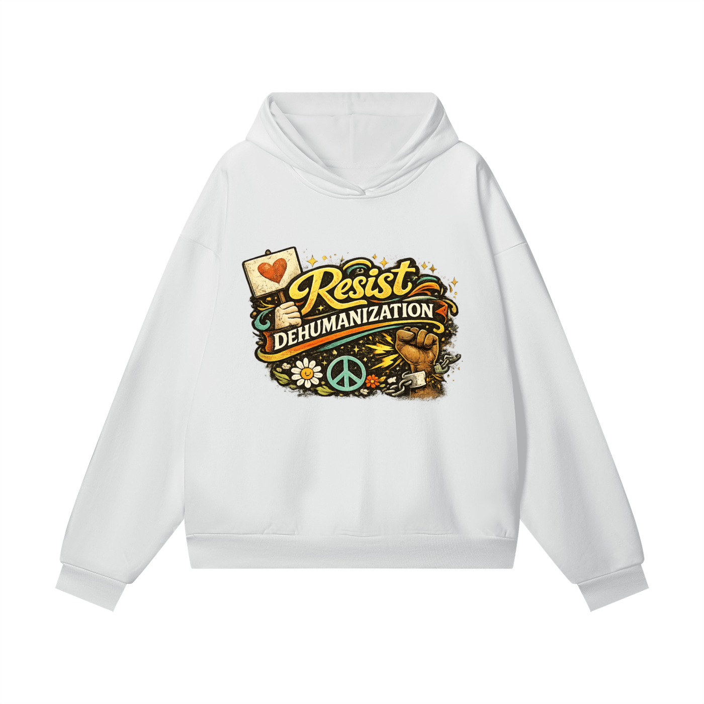 RESIST DEHUMANIZATION Heavyweight Hidden Pocket Fleece Hoodie