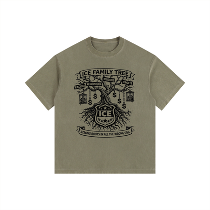 ICE FAMILY TREE Vintage Washed Oversized Cotton T-Shirt