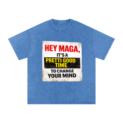 PRETTI GOOD Snow Washed Oversized Cotton T-Shirt