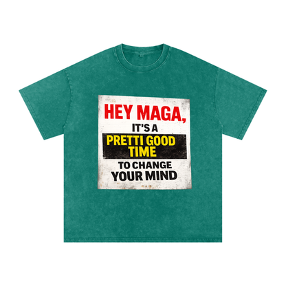 PRETTI GOOD Snow Washed Oversized Cotton T-Shirt