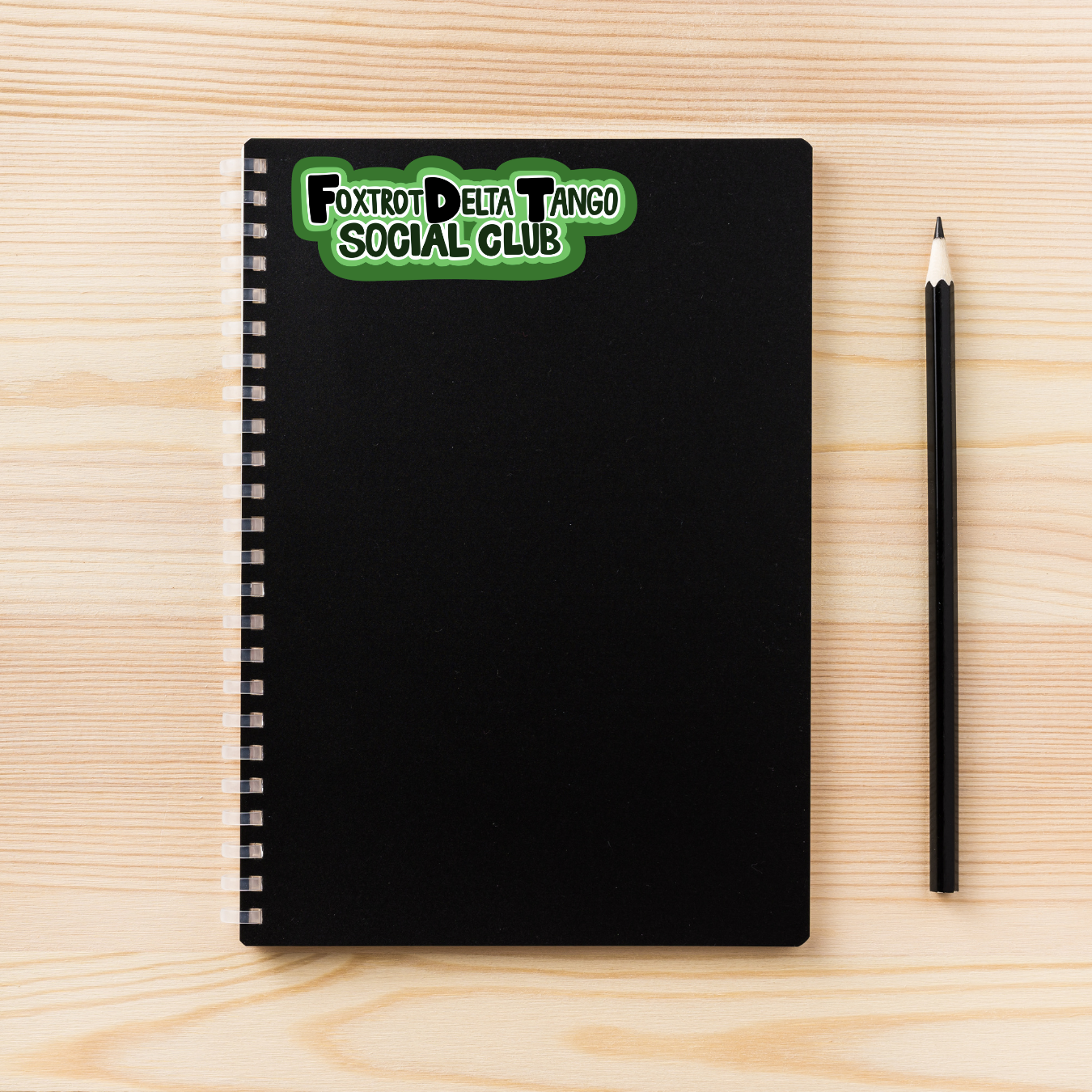 Foxtrot Delta Tango Social Club Sticker | 3" x 1" | Green | Vinyl Decal | Water-Resistant | Military Sticker