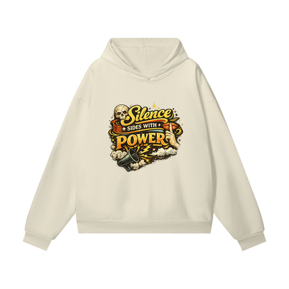 SILENCE SIDES WITH POWER Heavyweight Hidden Pocket Fleece Hoodie