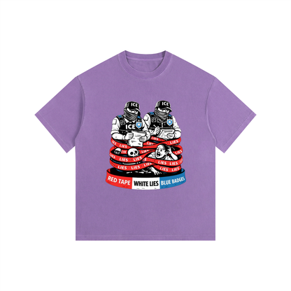 WHITE LIES Vintage Washed Oversized Cotton T-Shirt