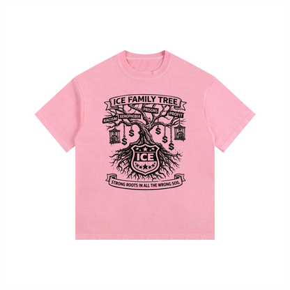 ICE FAMILY TREE Vintage Washed Oversized Cotton T-Shirt