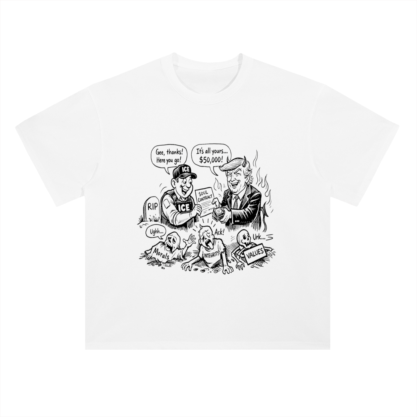 DEAL WITH THE DEVIL Heavyweight Drop Shoulder Cotton T-Shirt