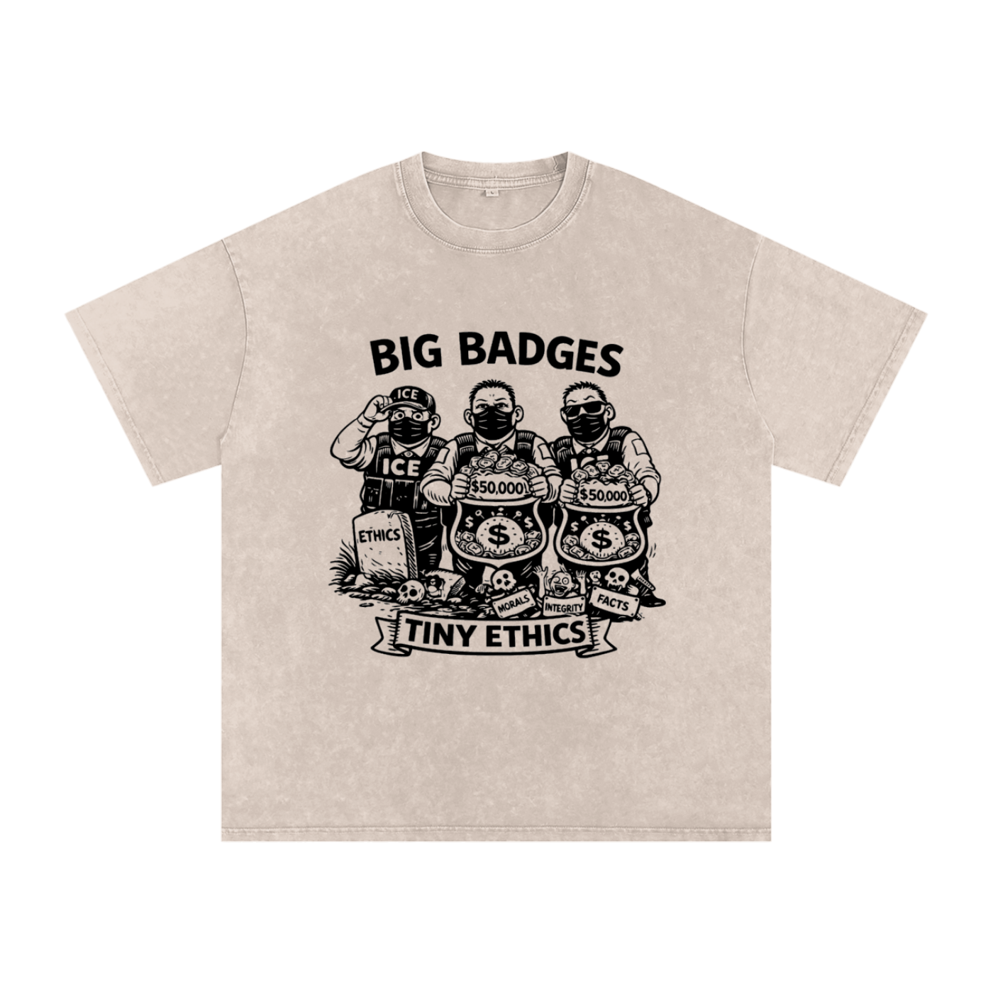 TINY ETHICS Snow Washed Oversized Cotton T-Shirt