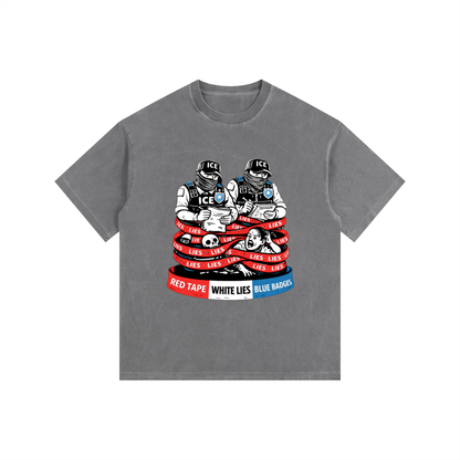 WHITE LIES Vintage Washed Oversized Cotton T-Shirt