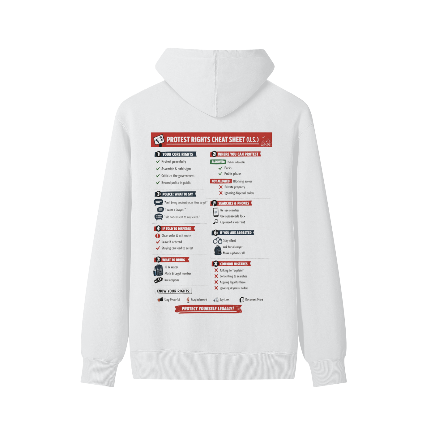 MELTDOWN KNOW YOUR RIGHTS  Classic Unisex Cotton Hoodie