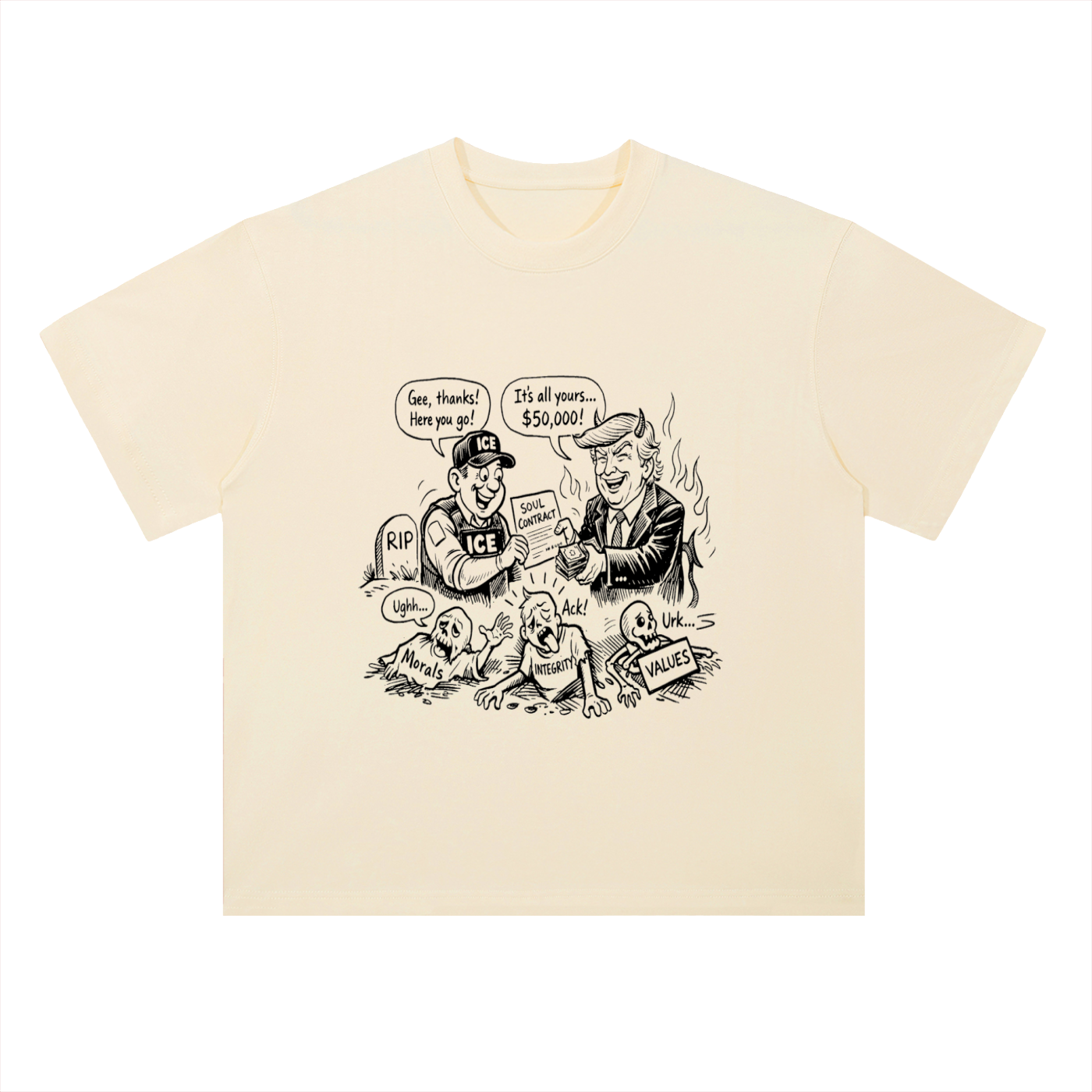 DEAL WITH THE DEVIL Heavyweight Drop Shoulder Cotton T-Shirt