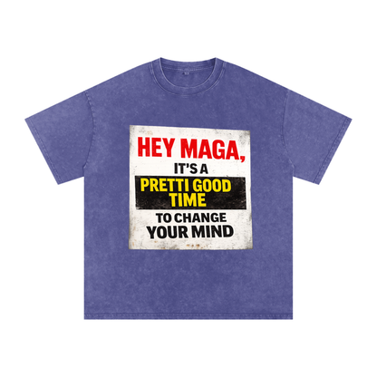 PRETTI GOOD Snow Washed Oversized Cotton T-Shirt