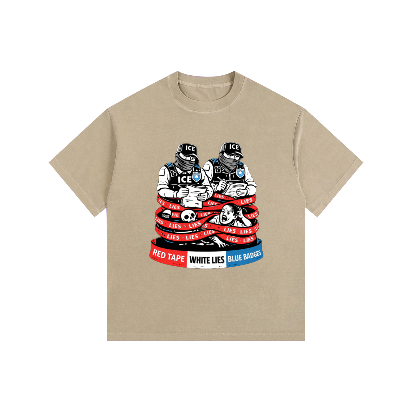 WHITE LIES Vintage Washed Oversized Cotton T-Shirt