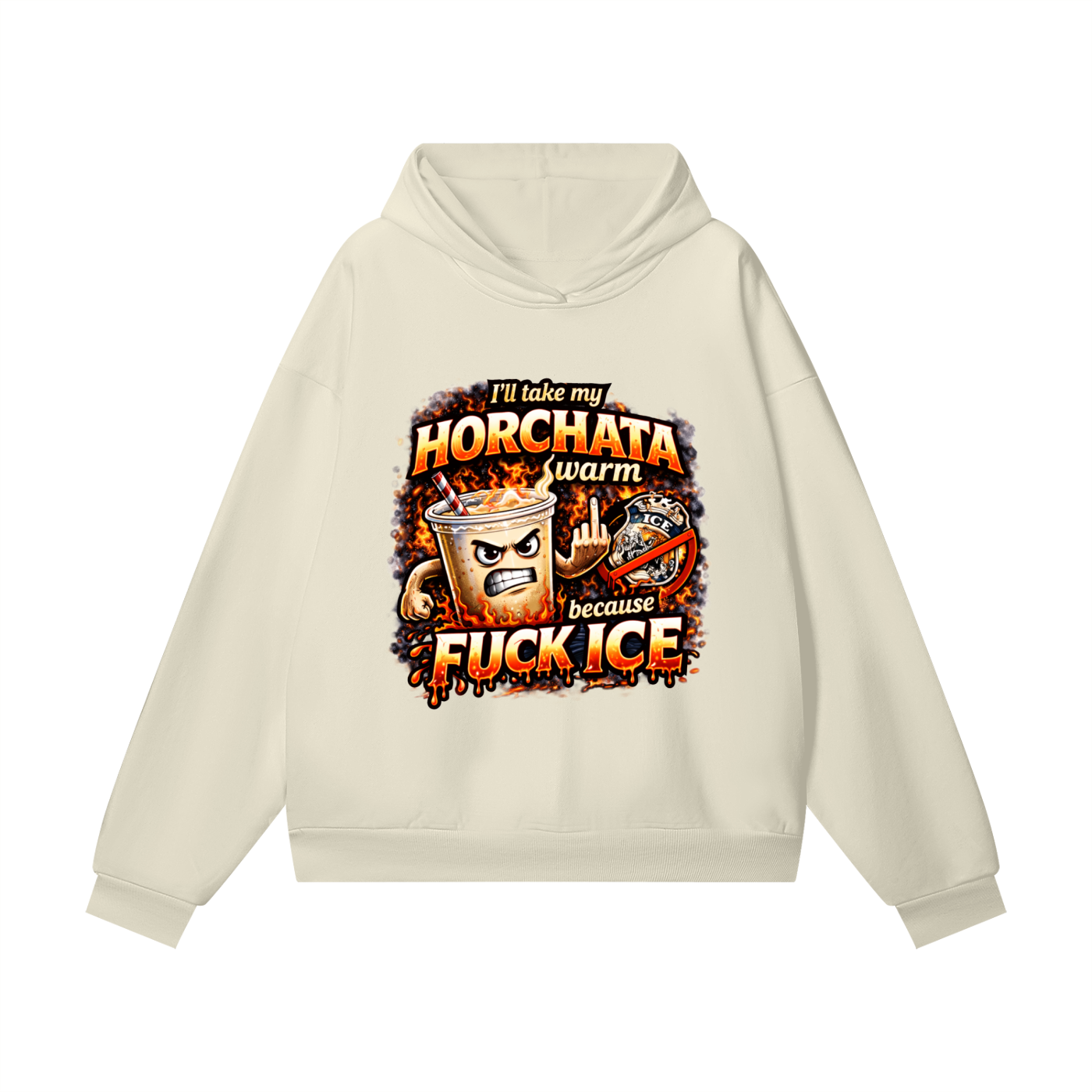 WARM HORCHATA Heavyweight Hidden Pocket Fleece Hoodie