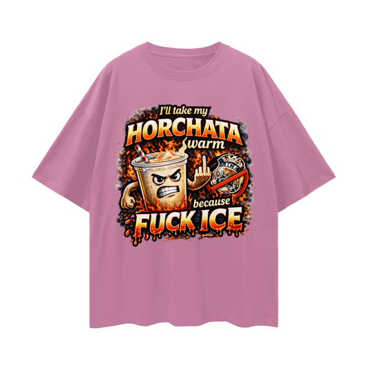 WARM HORCHATA Streetwear Loose Drop Shoulder T-Shirt
