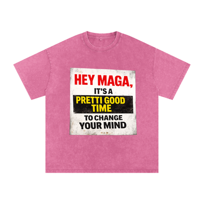 PRETTI GOOD Snow Washed Oversized Cotton T-Shirt