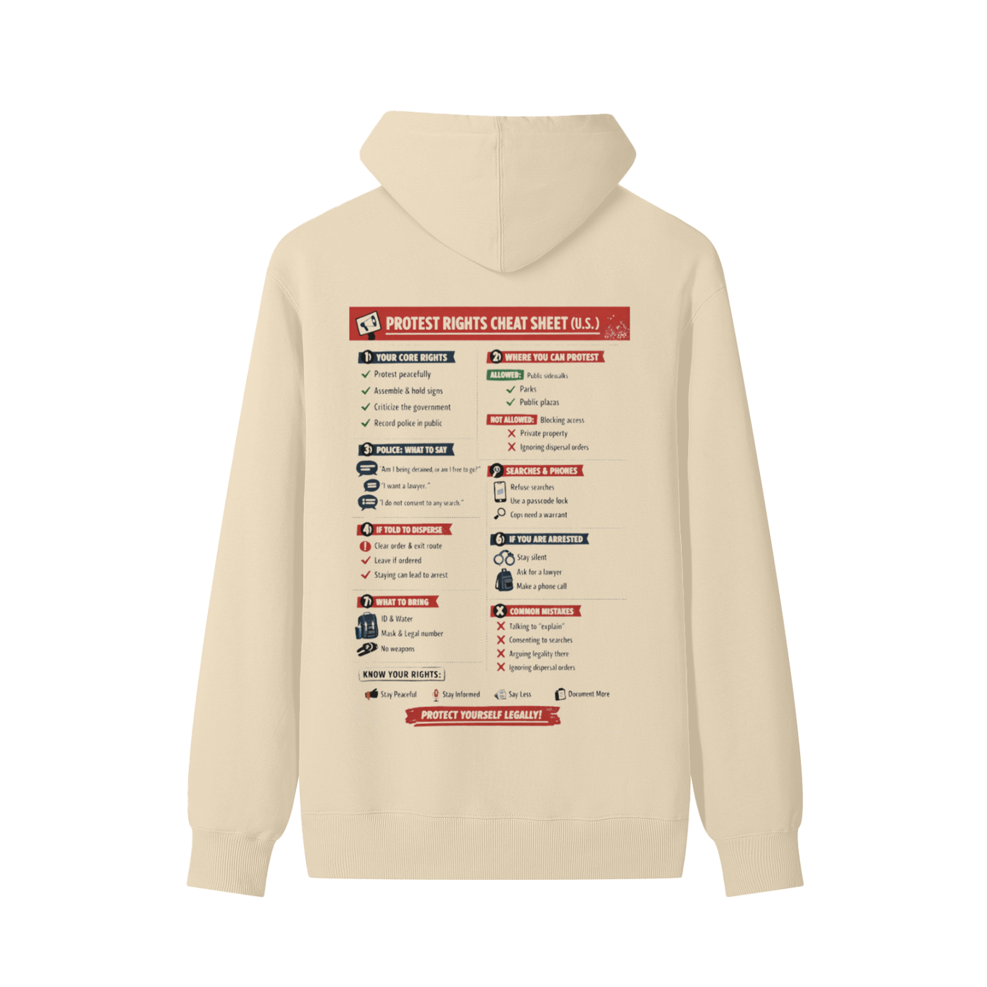 MELTDOWN KNOW YOUR RIGHTS  Classic Unisex Cotton Hoodie