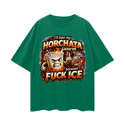 WARM HORCHATA Streetwear Loose Drop Shoulder T-Shirt
