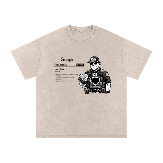 HEARTLESS Snow Washed Oversized Cotton T-Shirt