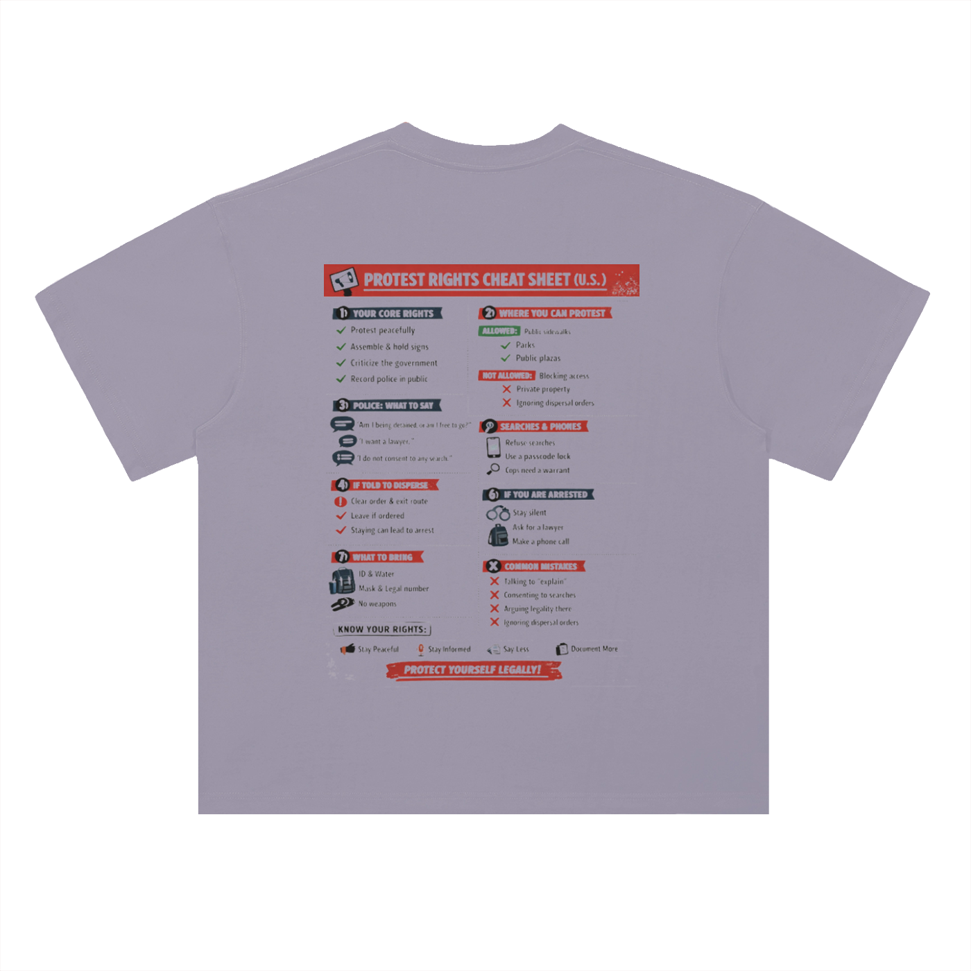 MELTDOWN KNOW YOUR RIGHTS Heavyweight Drop Shoulder Cotton T-Shirt