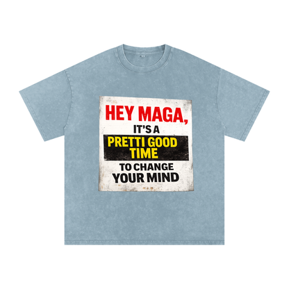 PRETTI GOOD Snow Washed Oversized Cotton T-Shirt