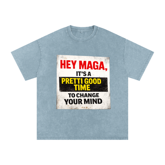 PRETTI GOOD Snow Washed Oversized Cotton T-Shirt