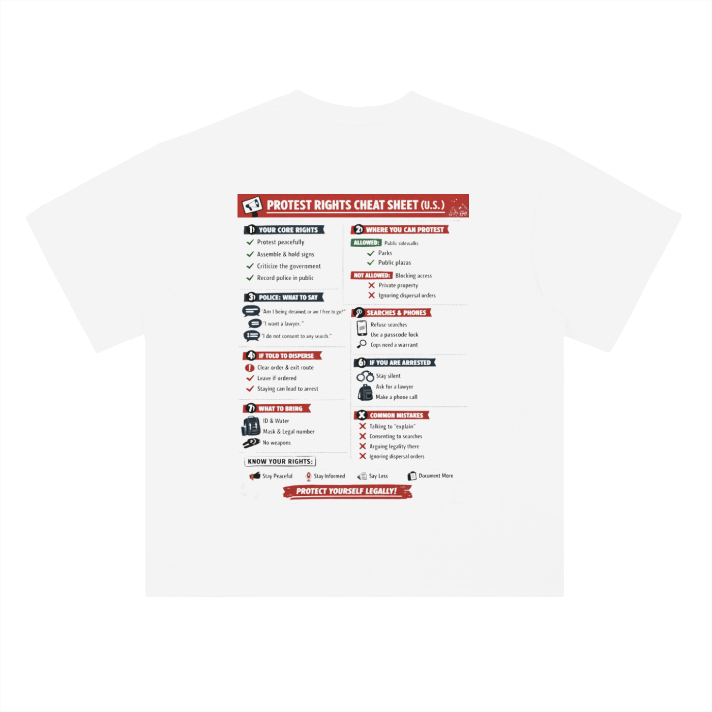 MELTDOWN KNOW YOUR RIGHTS Heavyweight Drop Shoulder Cotton T-Shirt