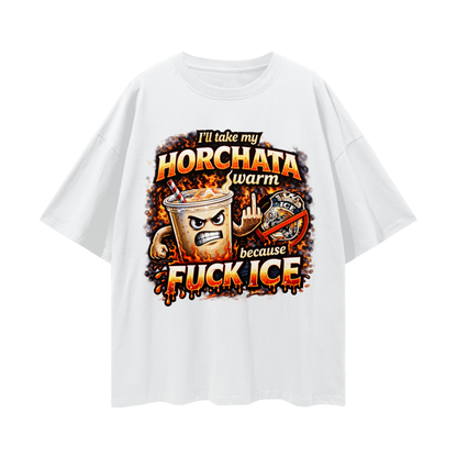 WARM HORCHATA Streetwear Loose Drop Shoulder T-Shirt
