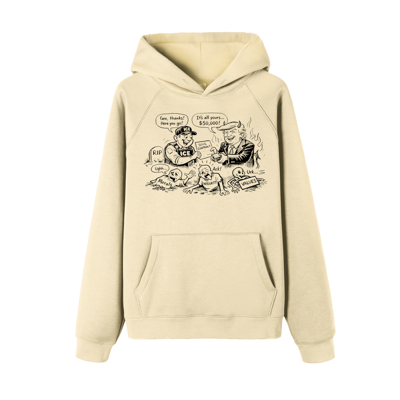 DEAL WITH THE DEVIL Essential Raglan Sleeve Fleece Hoodie