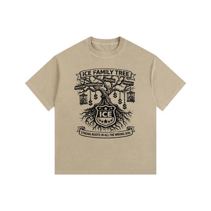 ICE FAMILY TREE Vintage Washed Oversized Cotton T-Shirt